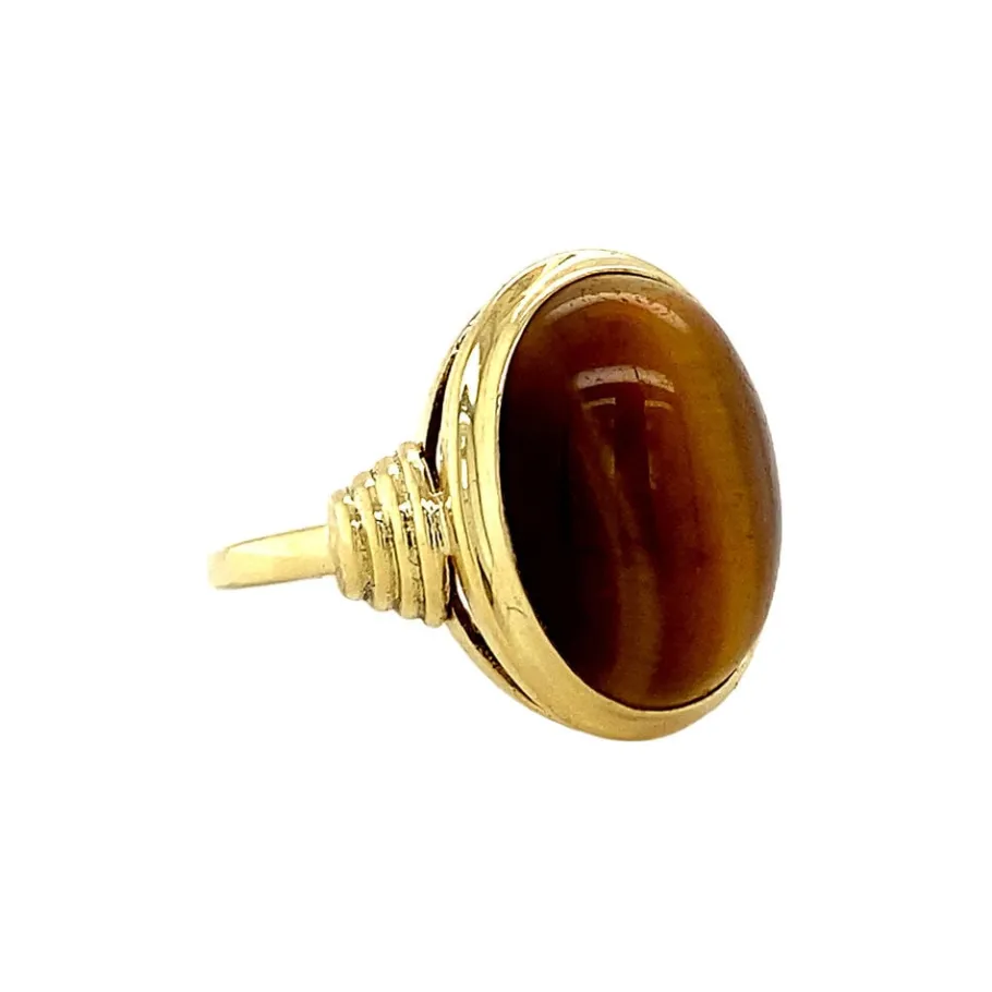 gold_ring_with_tiger_eye__2.webp Gold ring with tiger eye 18 krt>Vintage Jewellery New