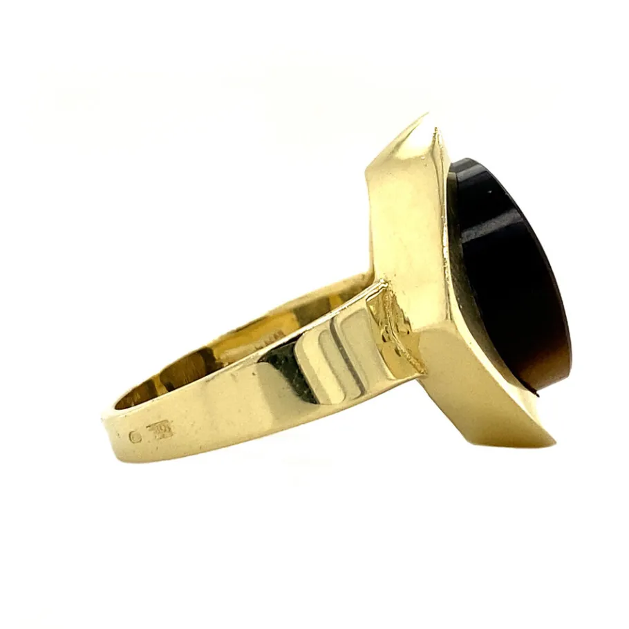 gold_ring_with_tiger_eye__3-2.webp Gold ring with tiger eye 14 krt>Vintage Jewellery Online