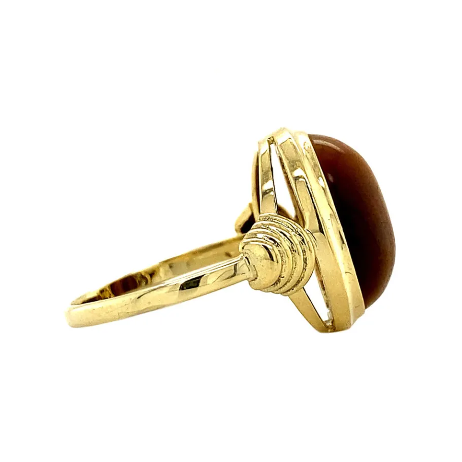 gold_ring_with_tiger_eye__3.webp Gold ring with tiger eye 18 krt>Vintage Jewellery New