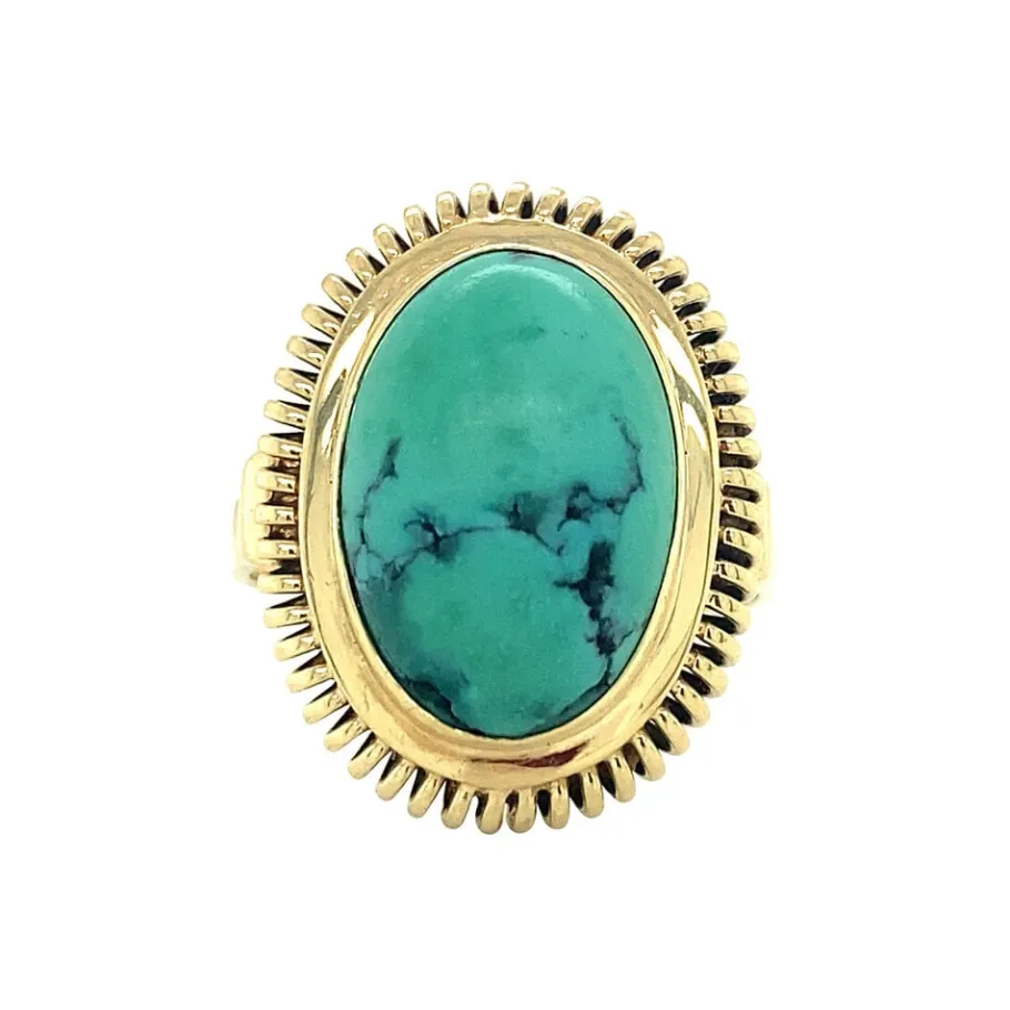 Gold ring with turquoise 14 krt>Vintage Jewellery Outlet