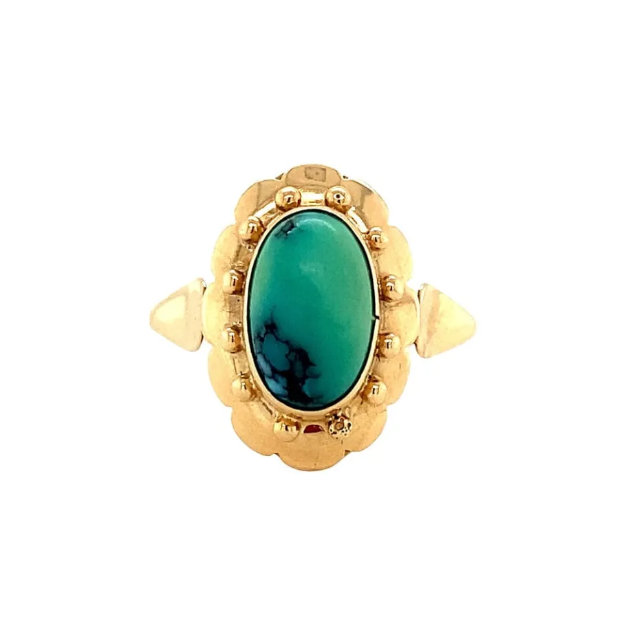 Gold ring with turquoise 14 krt>Vintage Jewellery Best