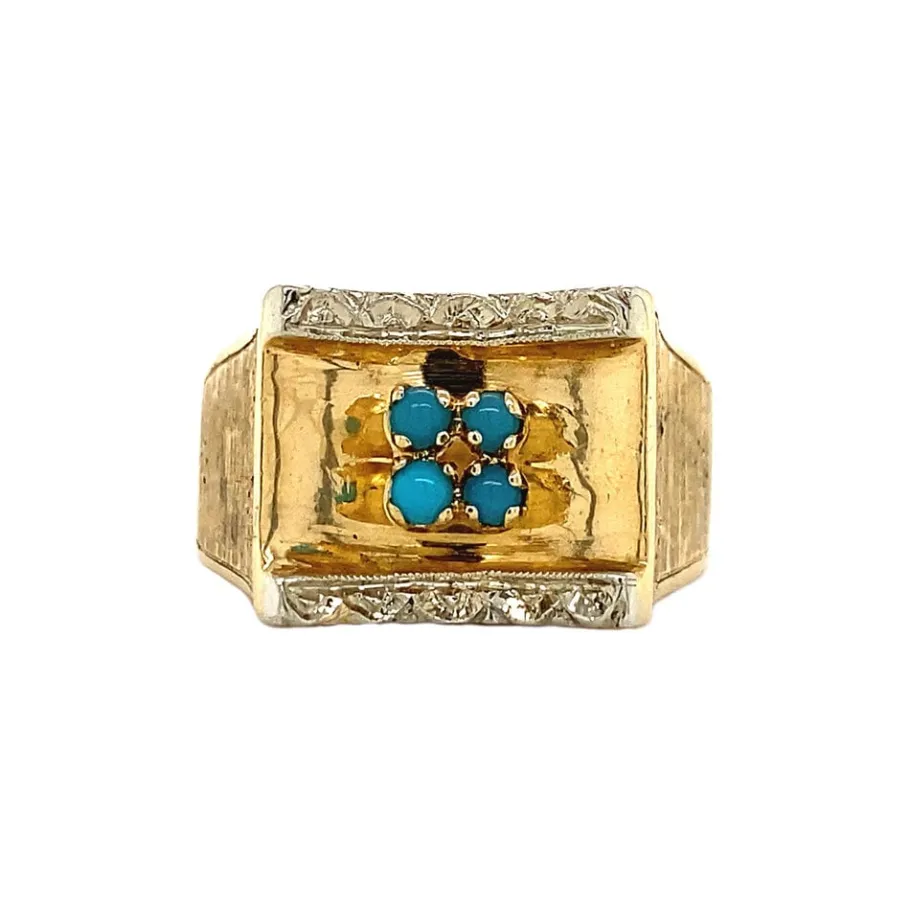 Gold ring with turquoise 18 krt>Vintage Jewellery Best