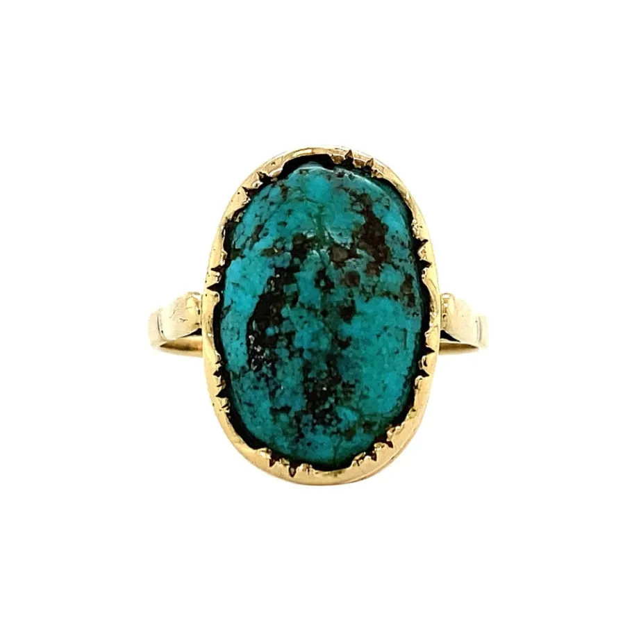 Gold ring with turquoise 14 krt>Vintage Jewellery Sale