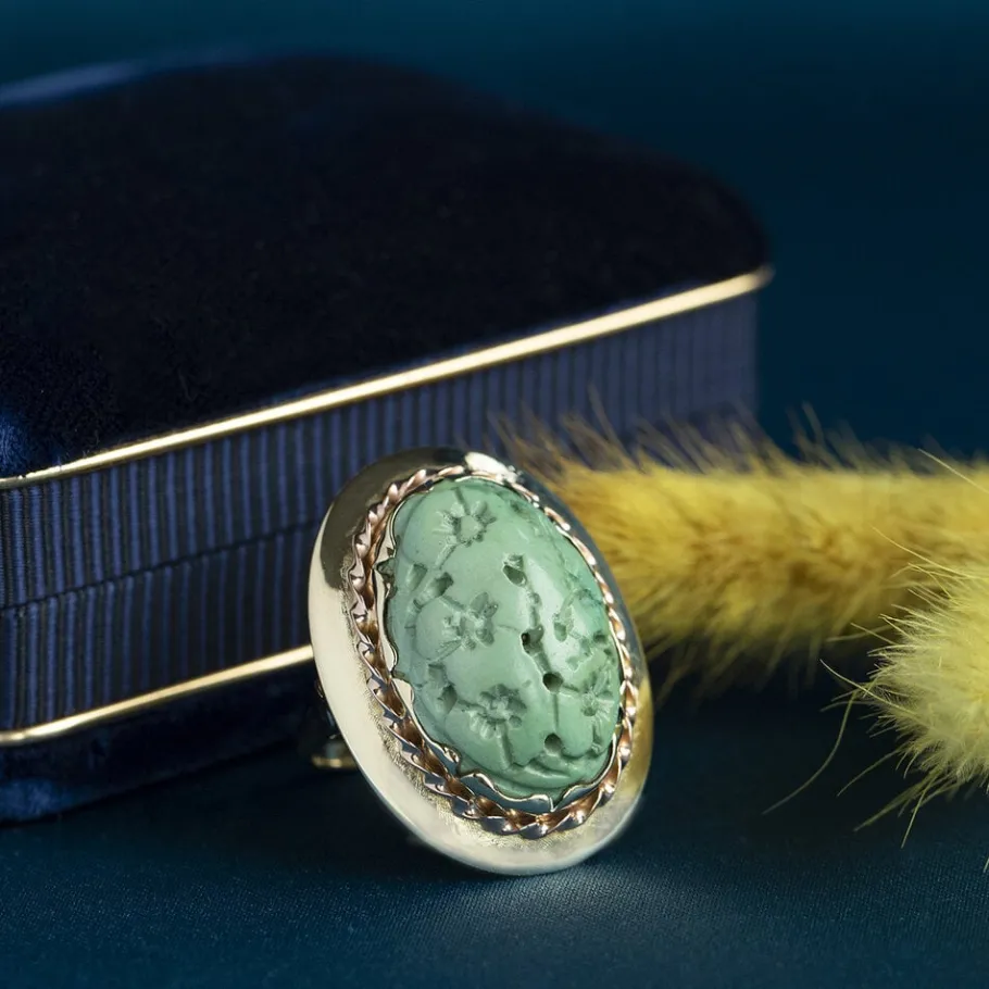 Gold ring with turquoise 14 krt>Vintage Jewellery Online