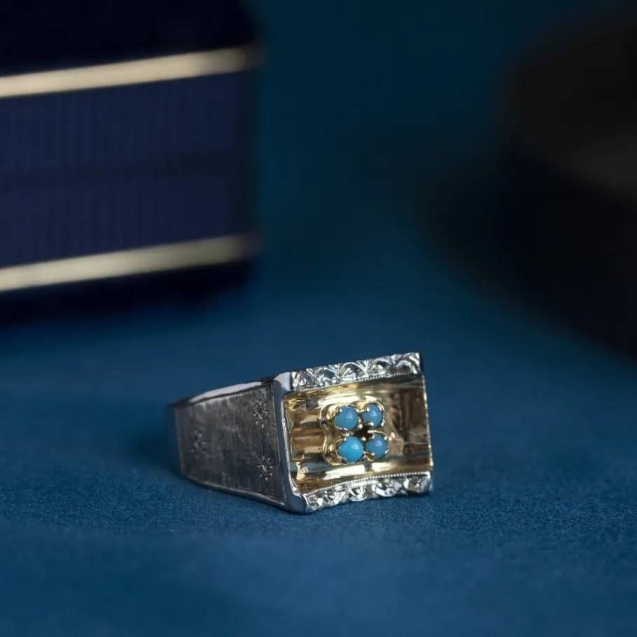 Gold ring with turquoise 18 krt>Vintage Jewellery Best