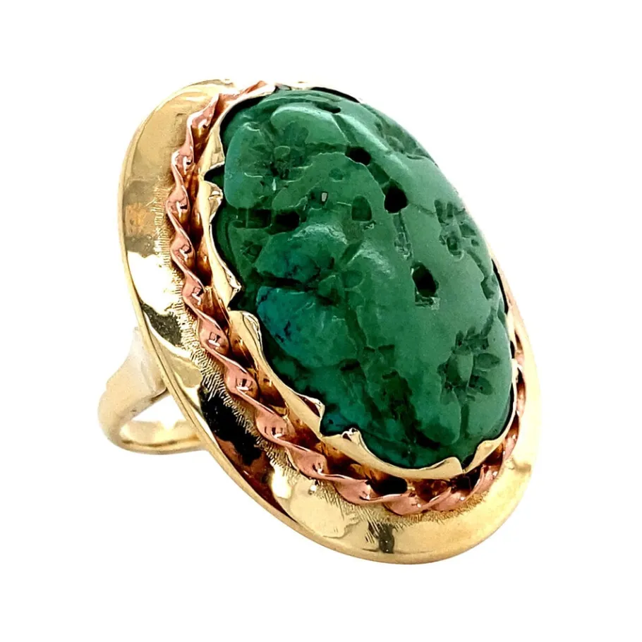 gold_ring_with_turquoise__2-1.webp Gold ring with turquoise 14 krt>Vintage Jewellery Online