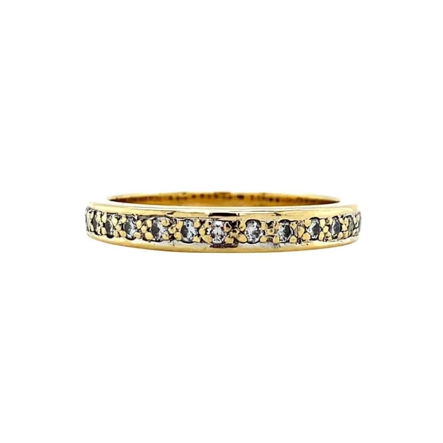 Gold row ring with diamonds 14 krt>Vintage Jewellery Online