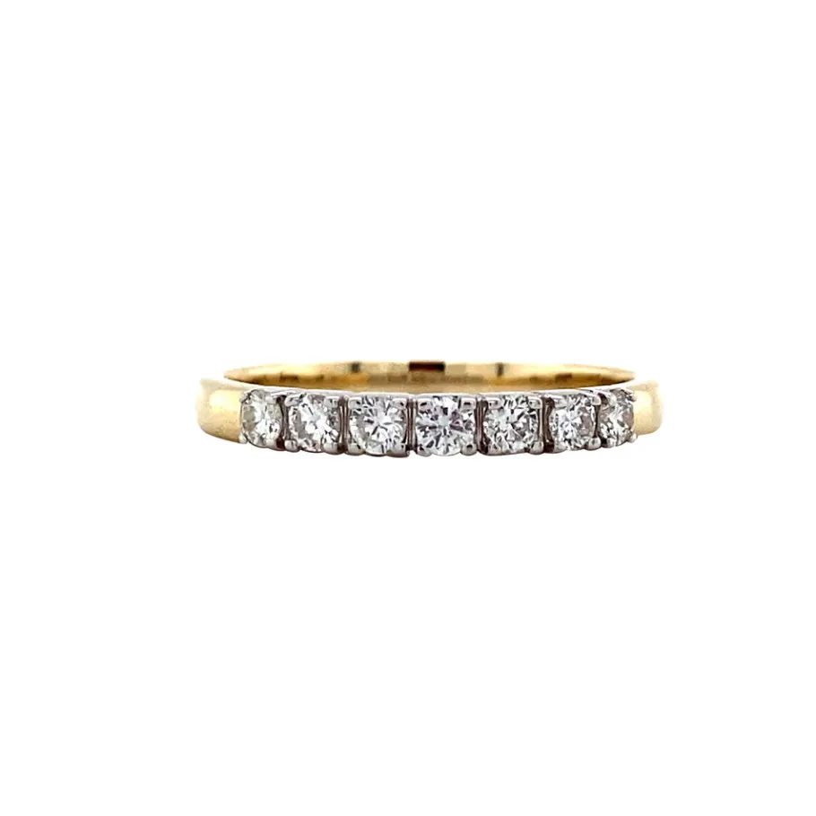 Gold row ring with diamonds 14 krt>Vintage Jewellery New