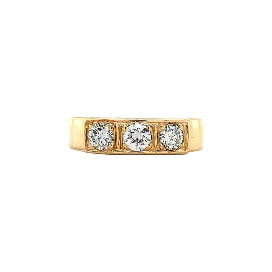 Gold row ring with diamonds 14 krt>Vintage Jewellery Sale