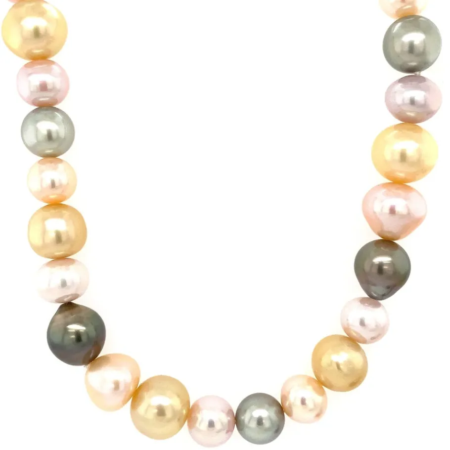 Gold schoeffel pearl necklace 18 krt>Vintage Jewellery Fashion