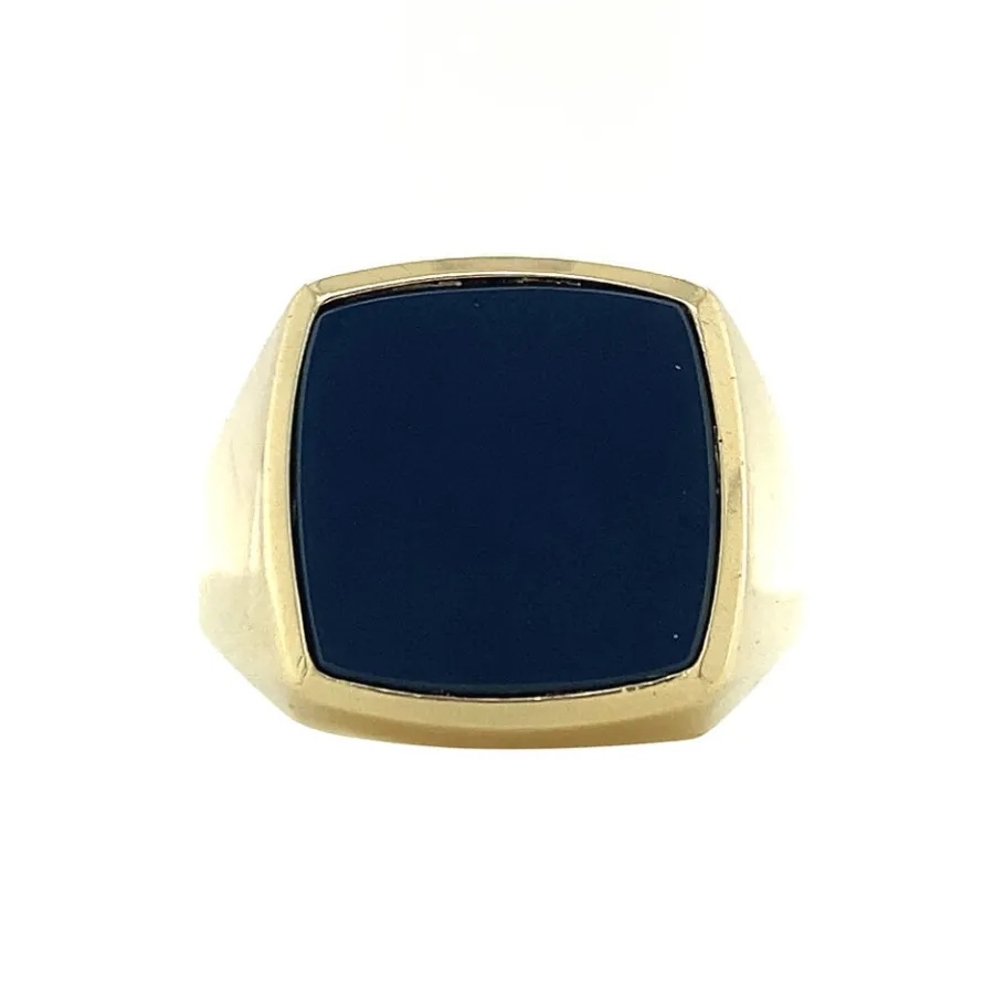 Gold signet ring with blue layer stone 14 krt>Vintage Jewellery Discount