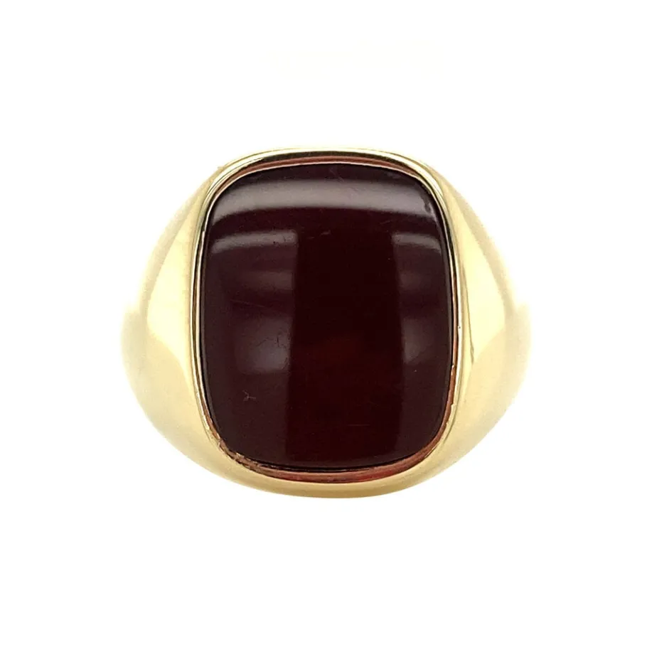 Gold signet ring with carnelian 14 krt>Vintage Jewellery Outlet