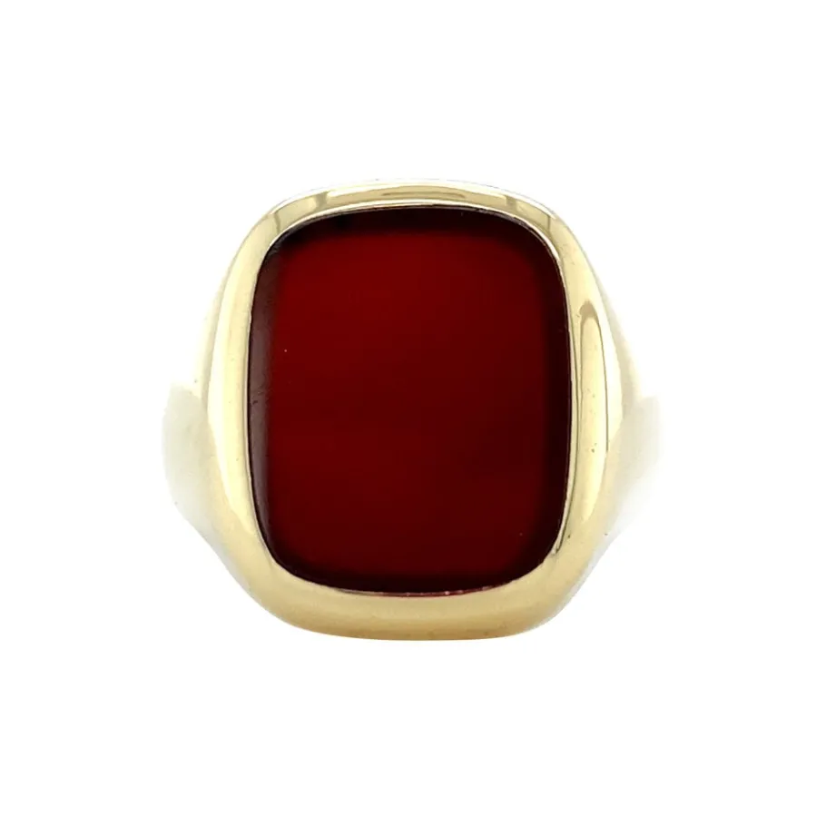 Gold signet ring with carnelian 14 krt>Vintage Jewellery Discount