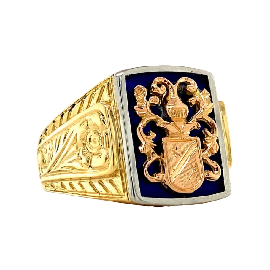 gold_signet_ring_with_ena_2.webp Gold signet ring with enamel 18 krt>Vintage Jewellery Fashion