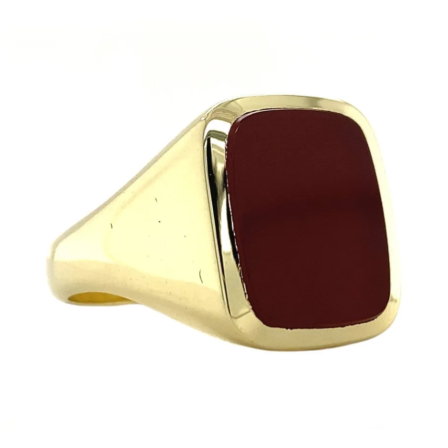 gold_signet_ring_with_lay_2.webp Gold signet ring with layer stone carnelian 14 krt>Vintage Jewellery Discount