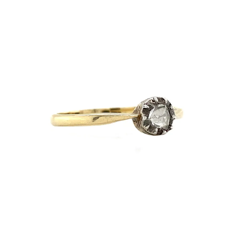 gold_solitaire_ring_with__2-2.webp Gold solitaire ring with rose diamond 14 krt>Vintage Jewellery New