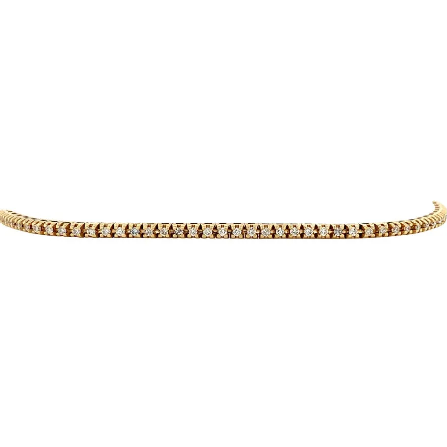 Gold tennis bracelet with diamonds 14 krt>Vintage Jewellery Outlet
