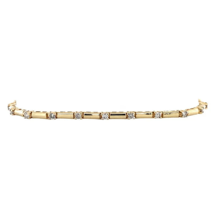 Gold tennis bracelet with diamonds 14 krt>Vintage Jewellery Discount