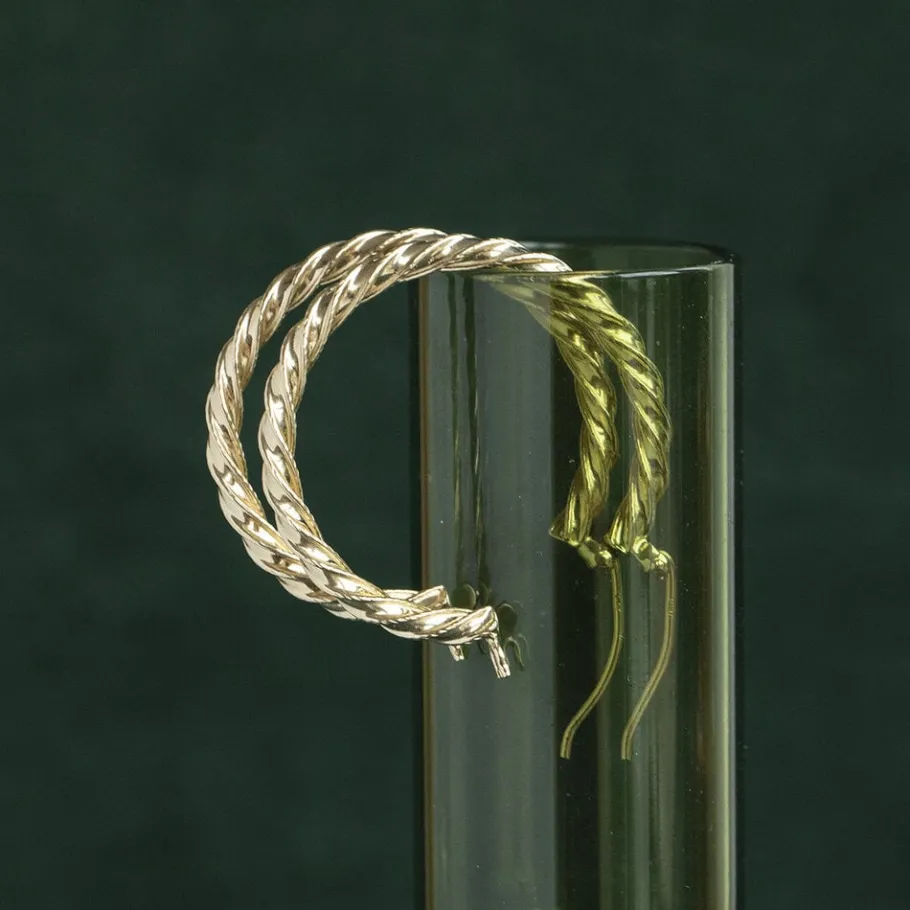 Gold twisted earrings 14 krt>Vintage Jewellery Sale