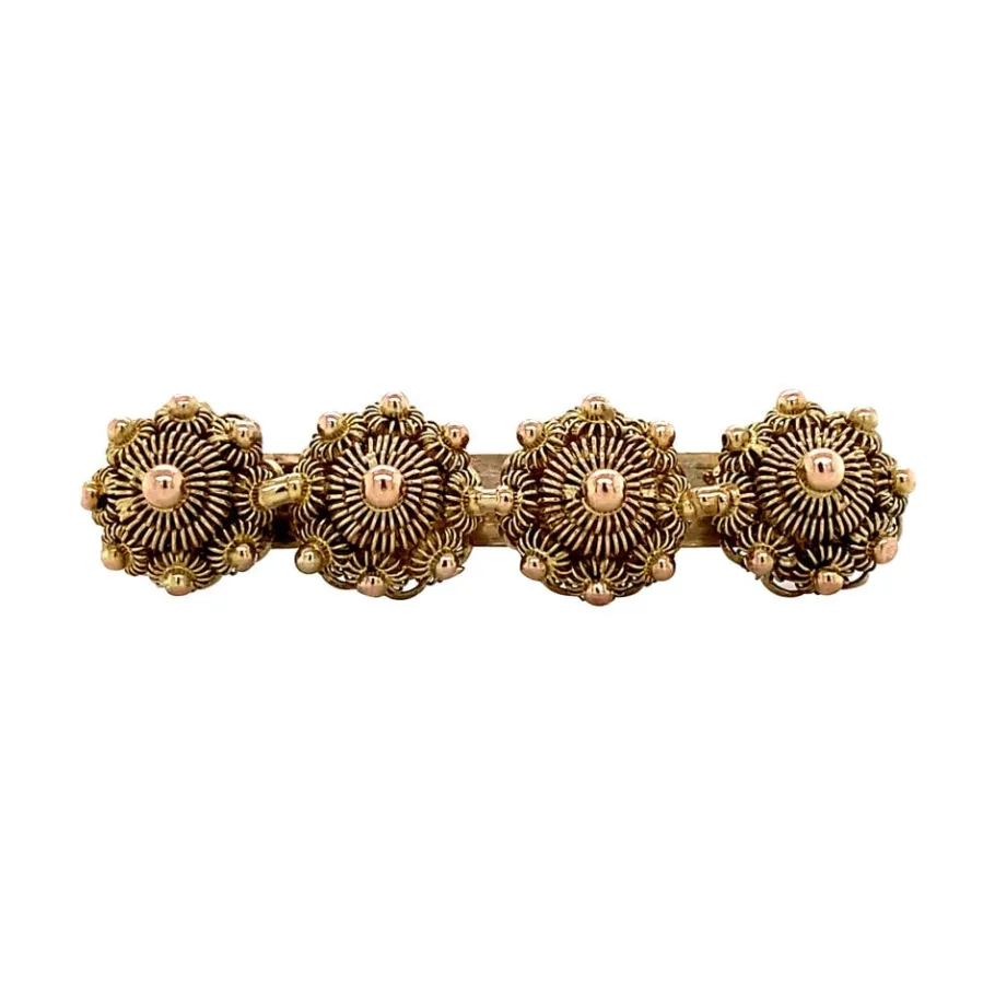 Gold Zeeland button brooch 14 krt>Vintage Jewellery Hot