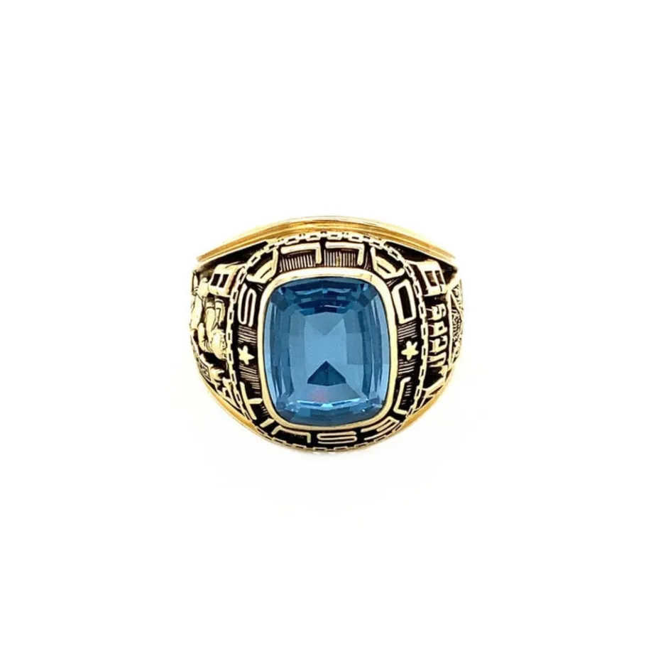 Mens ring with blue spinel 10 krt>Vintage Jewellery Hot