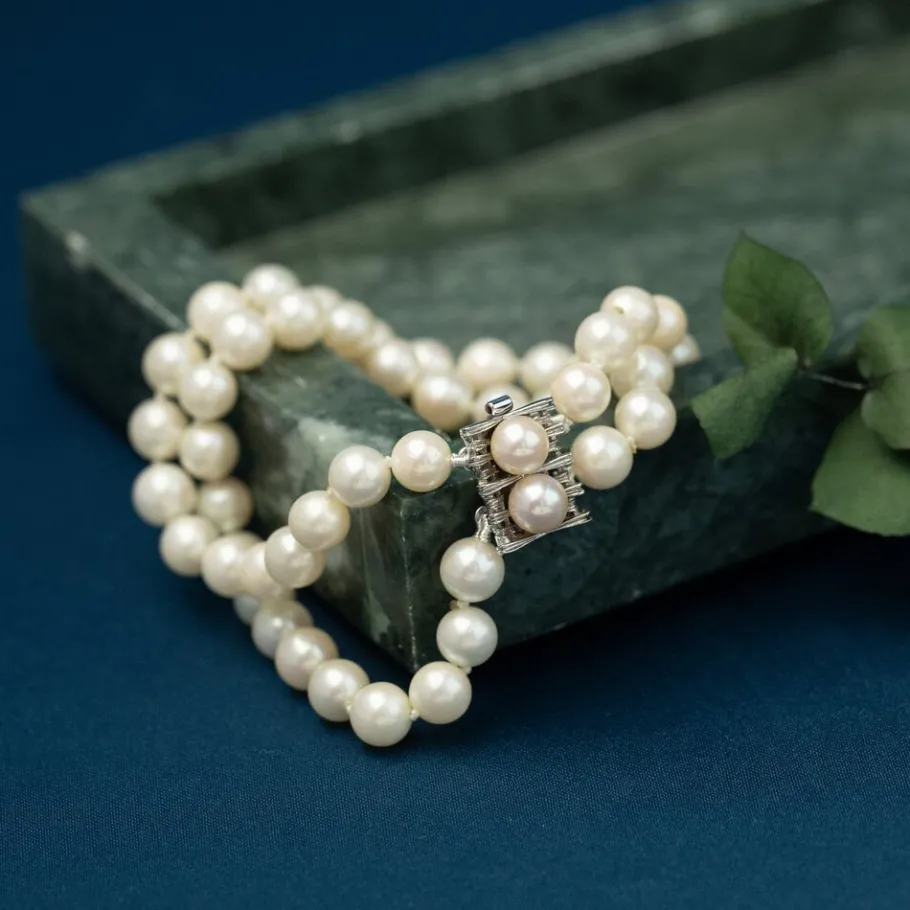 Pearl bracelet with clasp 12 krt>Vintage Jewellery Outlet