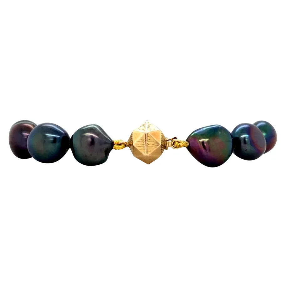 Pearl bracelet with gold clasp 14 krt>Vintage Jewellery New