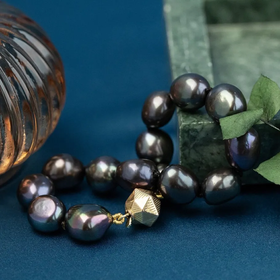 Pearl bracelet with gold clasp 14 krt>Vintage Jewellery New