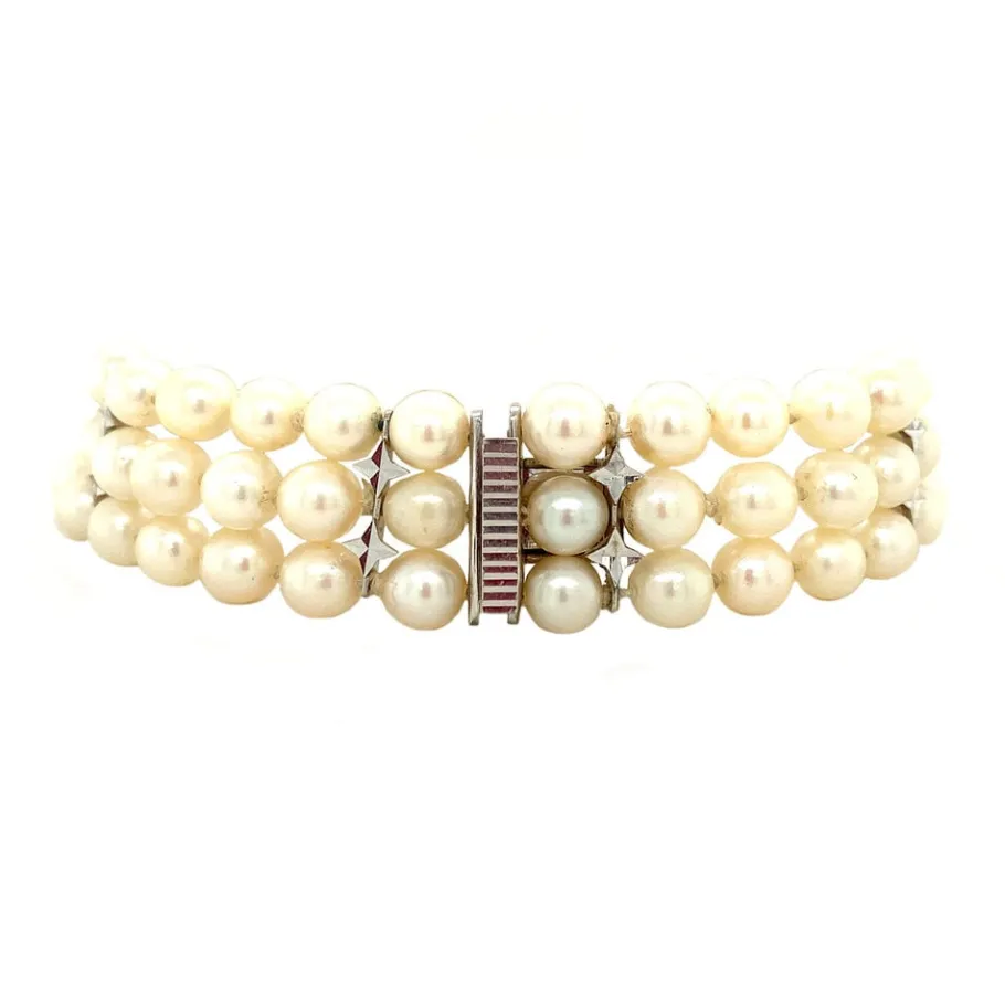 pearl_bracelet_with_gold__2.webp Pearl bracelet with gold clasp 14 krt>Vintage Jewellery Online