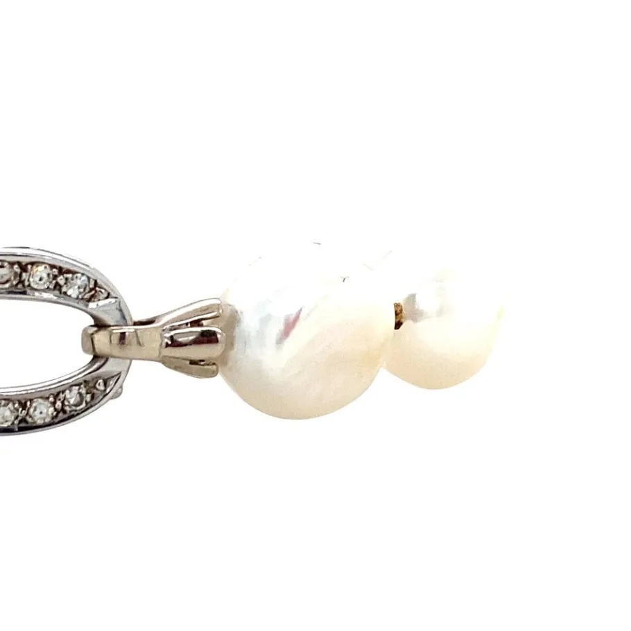 pearl_bracelet_with_white_2.webp Pearl bracelet with white gold diamond clasp 14 krt>Vintage Jewellery Sale