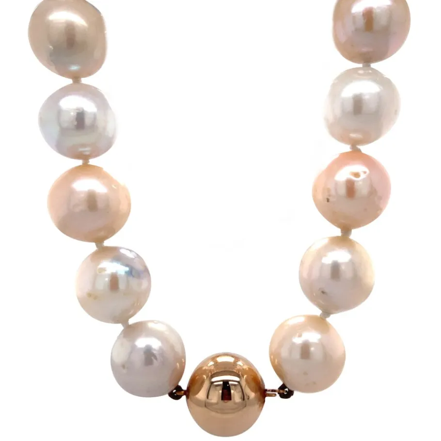 Pearl necklace with a gold clasp 14 krt>Vintage Jewellery Sale