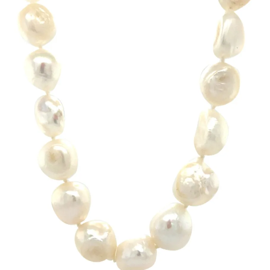 Pearl necklace with gold clasp 14 krt>Vintage Jewellery Outlet