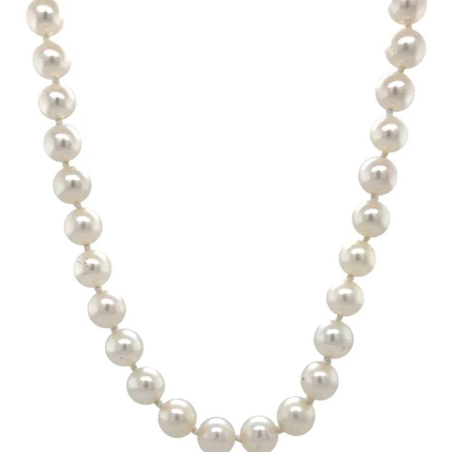 Pearl necklace with gold clasp 14 krt>Vintage Jewellery New