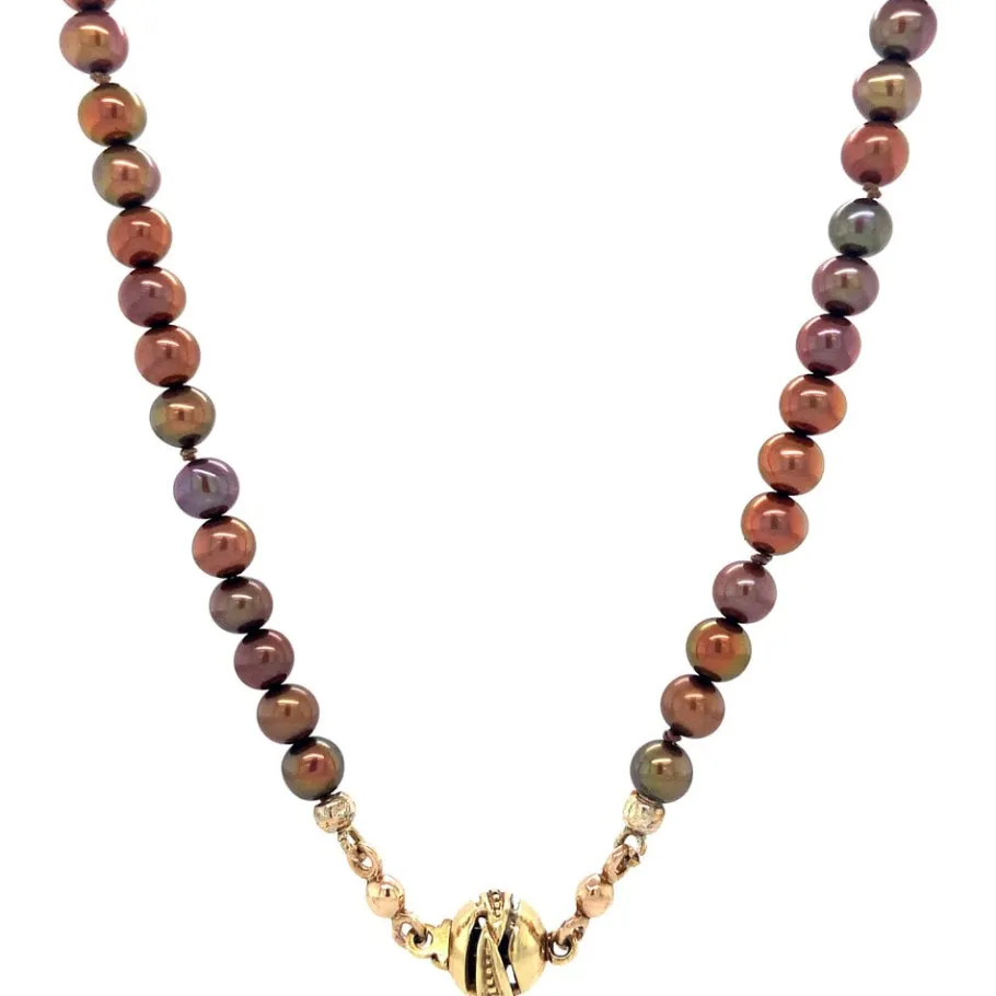 Pearl necklace with gold clasp 14 krt>Vintage Jewellery Sale