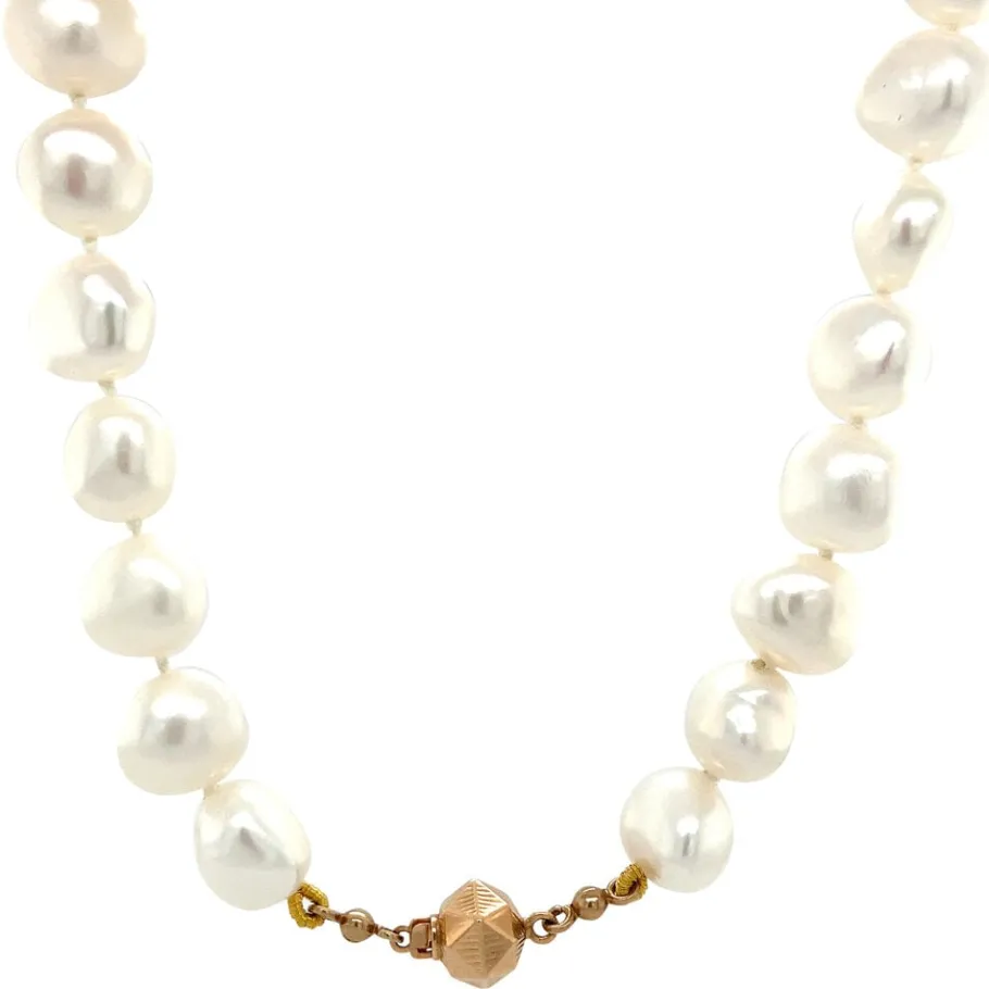 Pearl necklace with gold clasp 14 krt>Vintage Jewellery Fashion