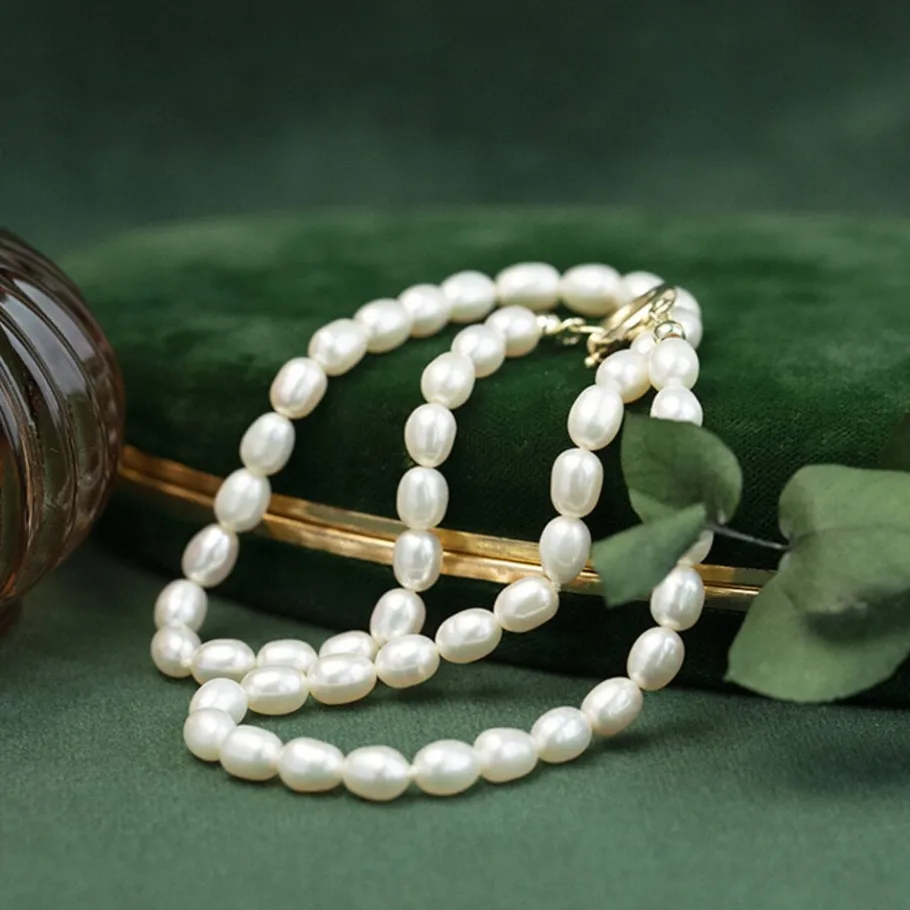 Pearl necklace with gold clasp 14 krt>Vintage Jewellery Clearance