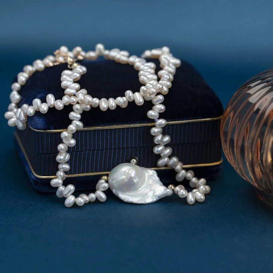 Pearl necklace with gold clasp 14 krt>Vintage Jewellery Best