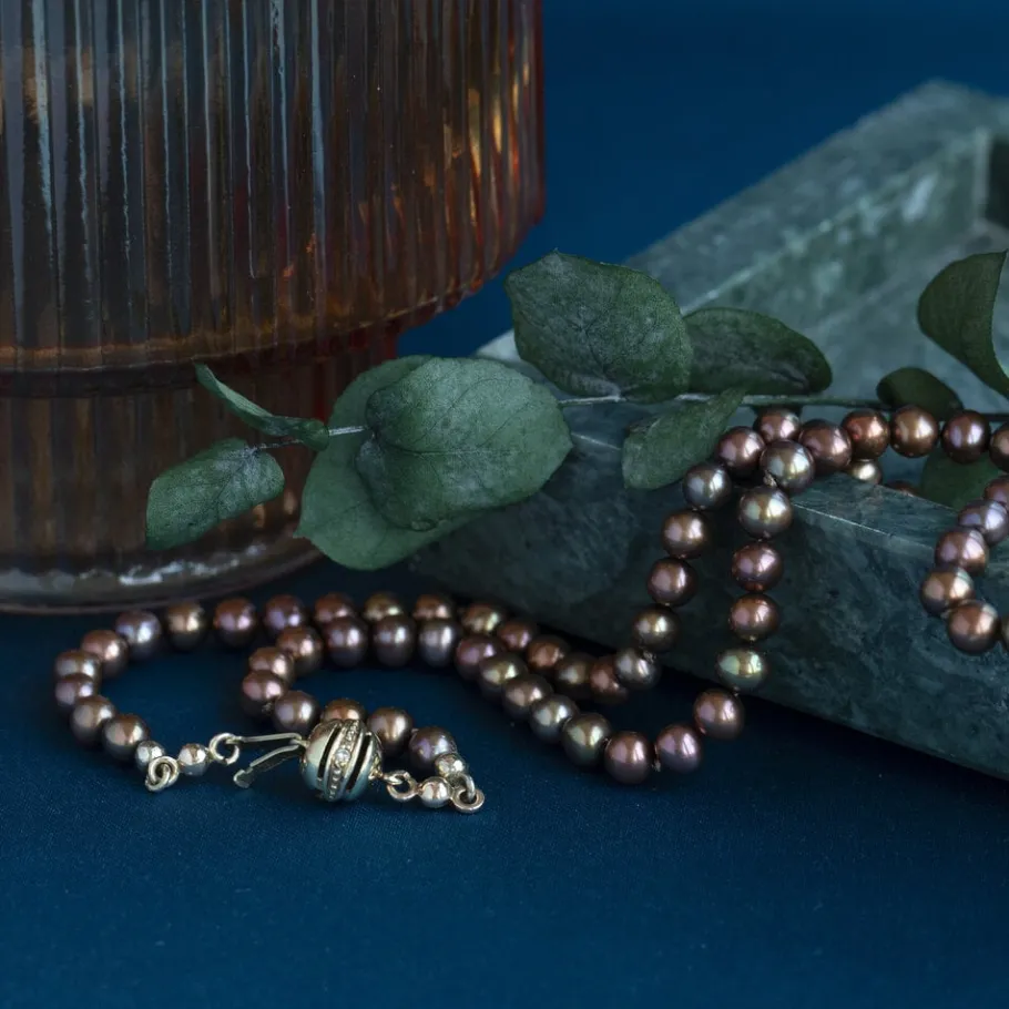 Pearl necklace with gold clasp 14 krt>Vintage Jewellery Sale