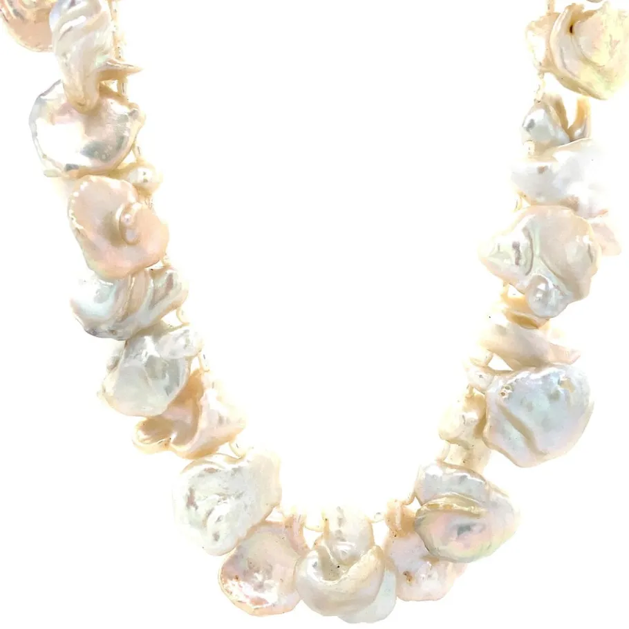 Pearl necklace with silver clasp 925>Vintage Jewellery New