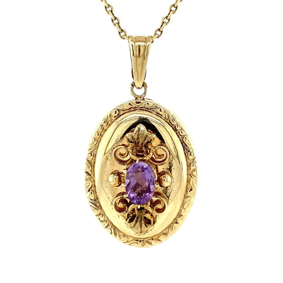 Pendant with amethyst 9 krt>Vintage Jewellery Online