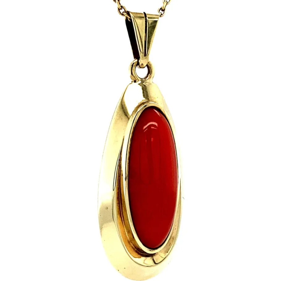 pendant_with_blood_coral__2.webp Pendant with blood coral 8 krt>Vintage Jewellery New