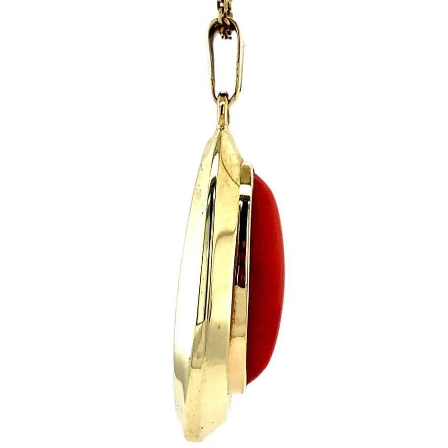 pendant_with_blood_coral__3.webp Pendant with blood coral 8 krt>Vintage Jewellery New