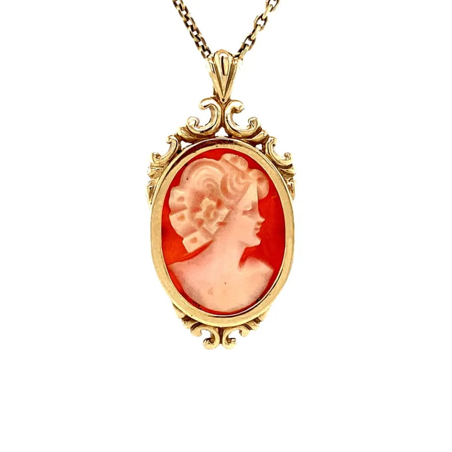 Pendant with cameo 9 krt>Vintage Jewellery Discount