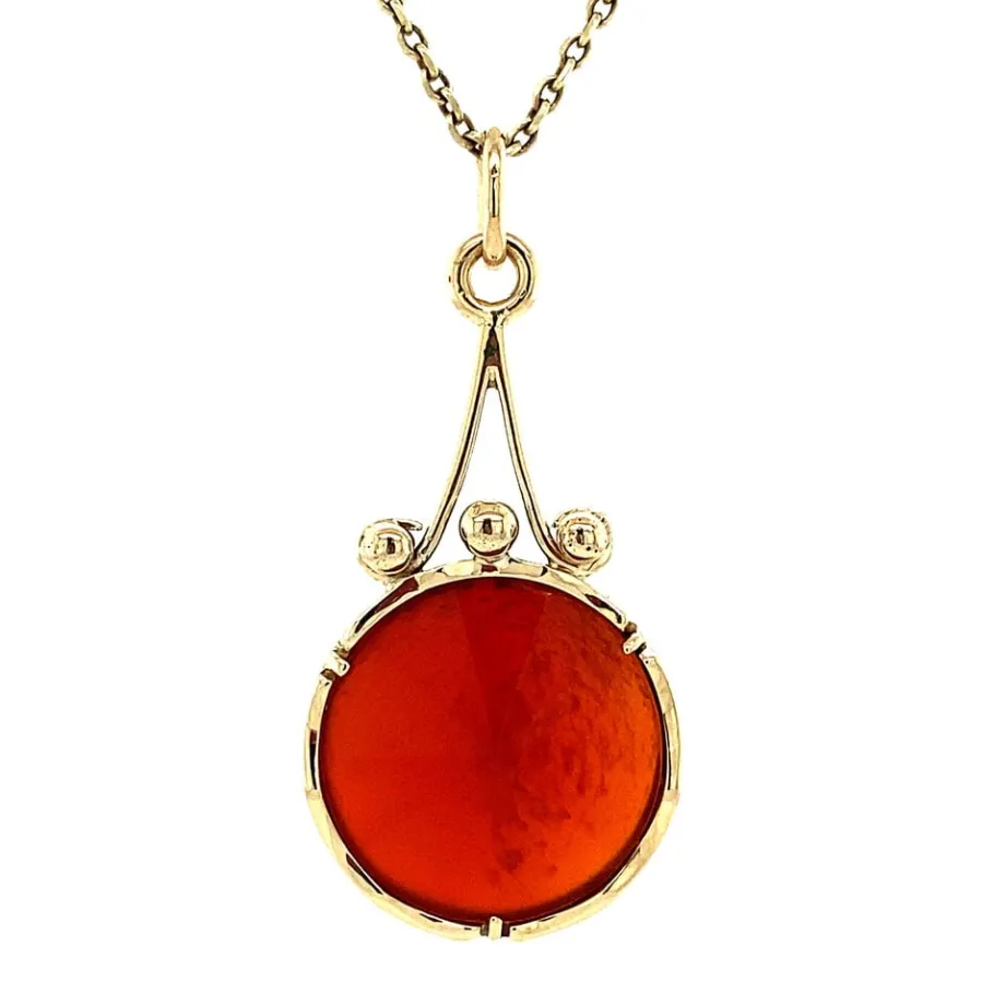 Pendant with carnelian 12 krt>Vintage Jewellery Outlet