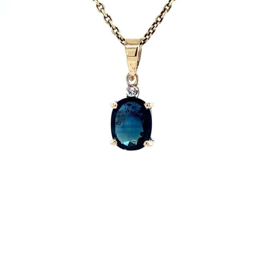 Pendant with sapphire 10 krt>Vintage Jewellery New
