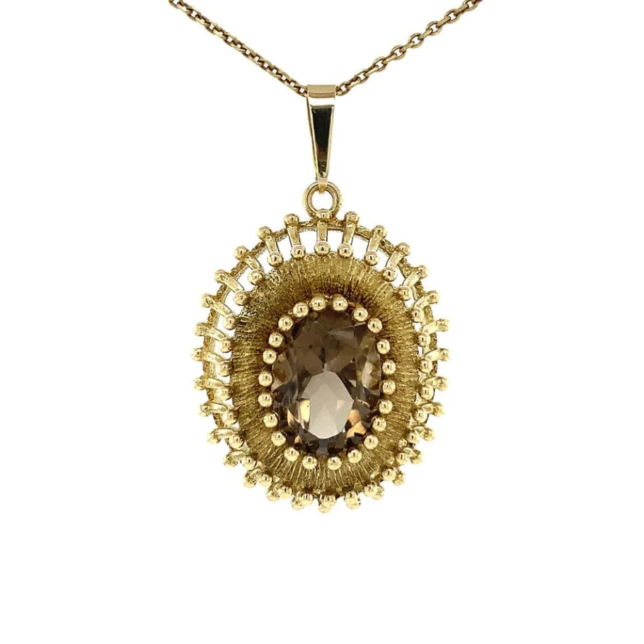 Pendant with smoky quartz 9 krt>Vintage Jewellery Sale