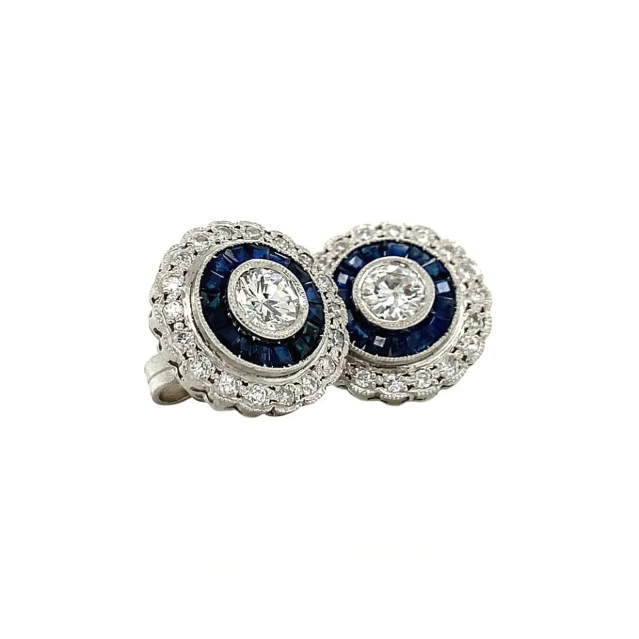 platinum_ear_studs_with_s_2.webp Platinum ear studs with sapphire and diamond 950>Vintage Jewellery Best