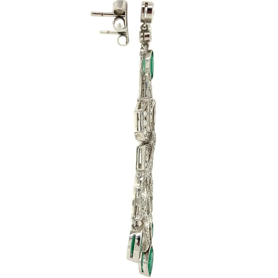 platinum_earrings_with_em_3.webp Platinum earrings with emerald and diamond 950>Vintage Jewellery Clearance