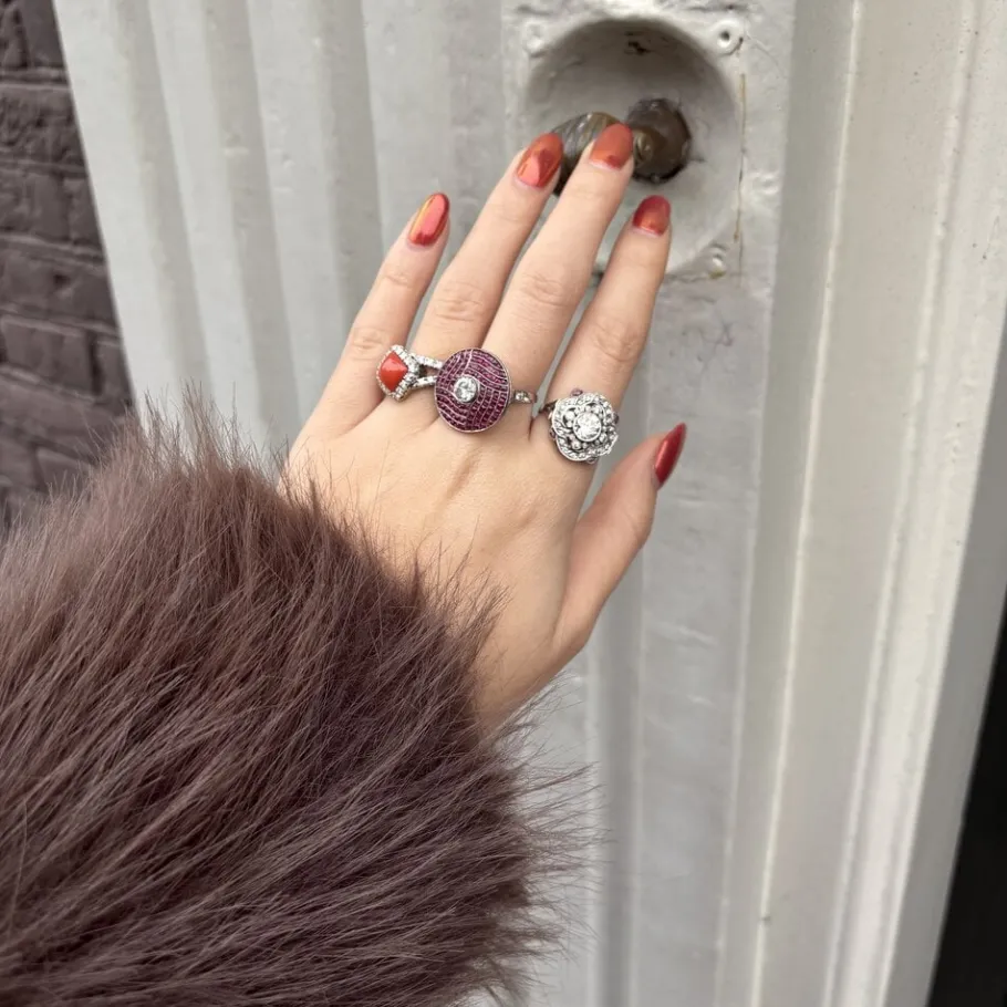 Platinum ring with diamond and ruby 900>Vintage Jewellery Outlet