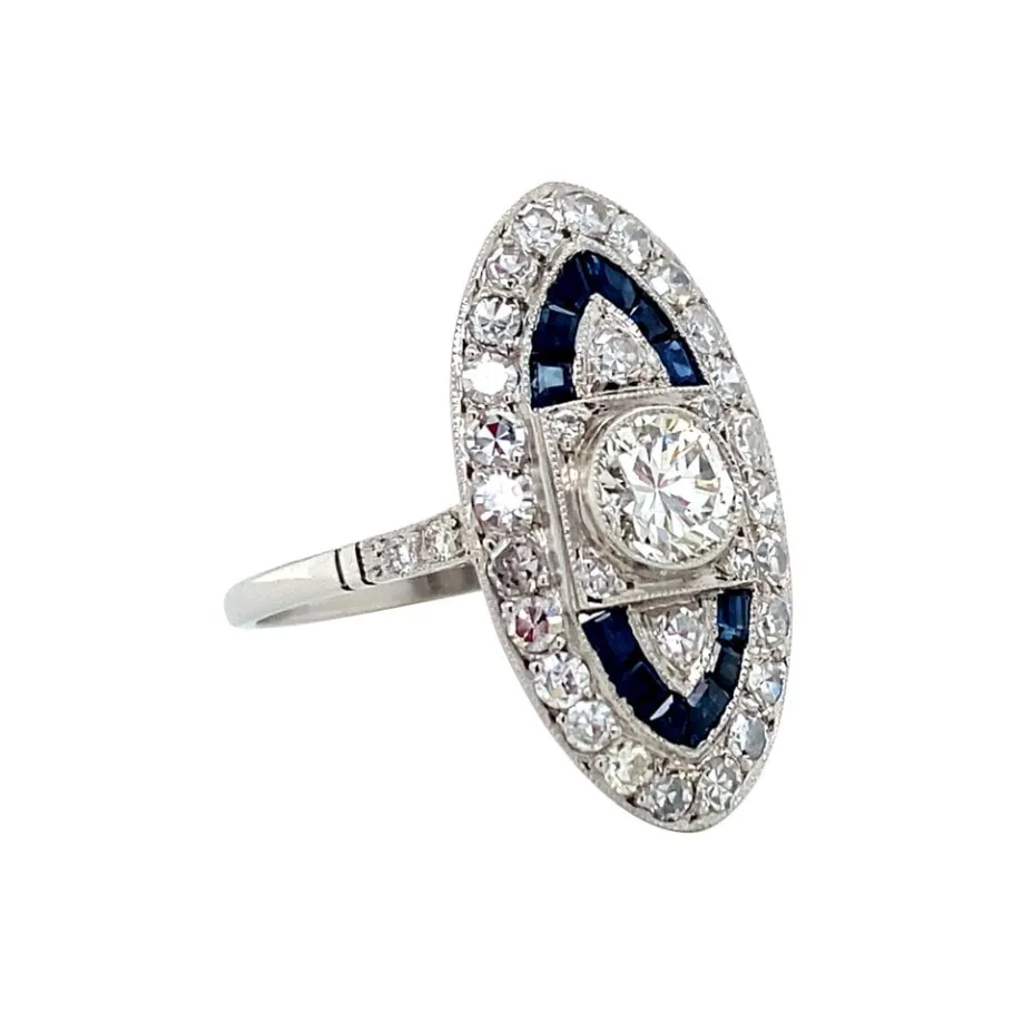 platinum_ring_with_sapphi_2.webp Platinum ring with sapphire and diamond 950>Vintage Jewellery Clearance